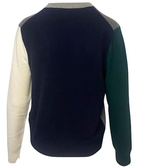 Celine Grey & Multicolour Wool Colourblock Sweater - Picture 4 of 7